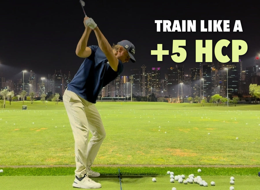 Train like a +5 handicap: Dane Cvetkovic during a night practice session at the driving range