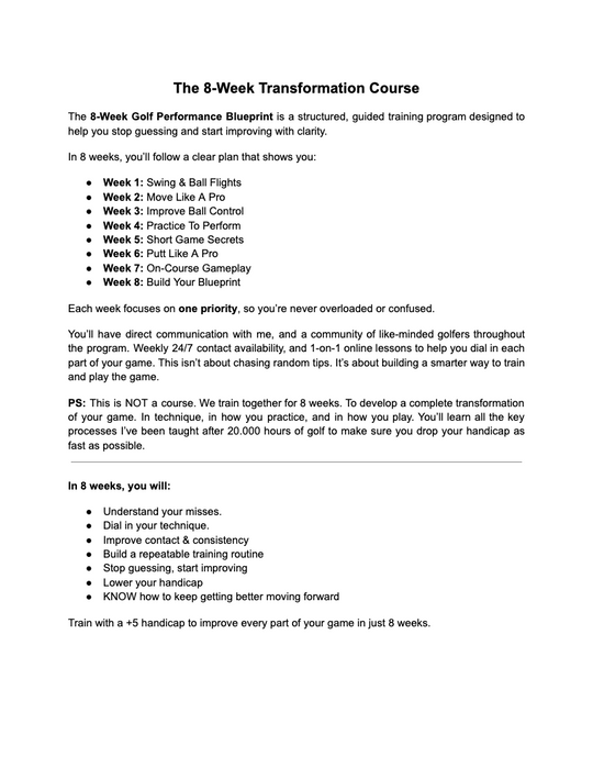 The 8-Week Performance Program