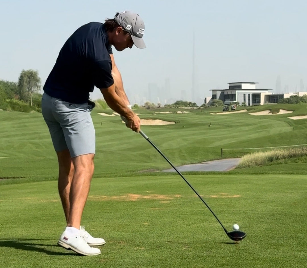 Dane Cvetkovic hitting driver in Dubai